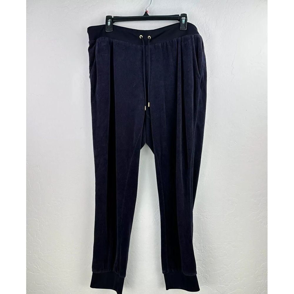 Juicy Couture Jogger Pants‎ Womens XL Blue Velour Drawstring Y2K Preppy Lounge